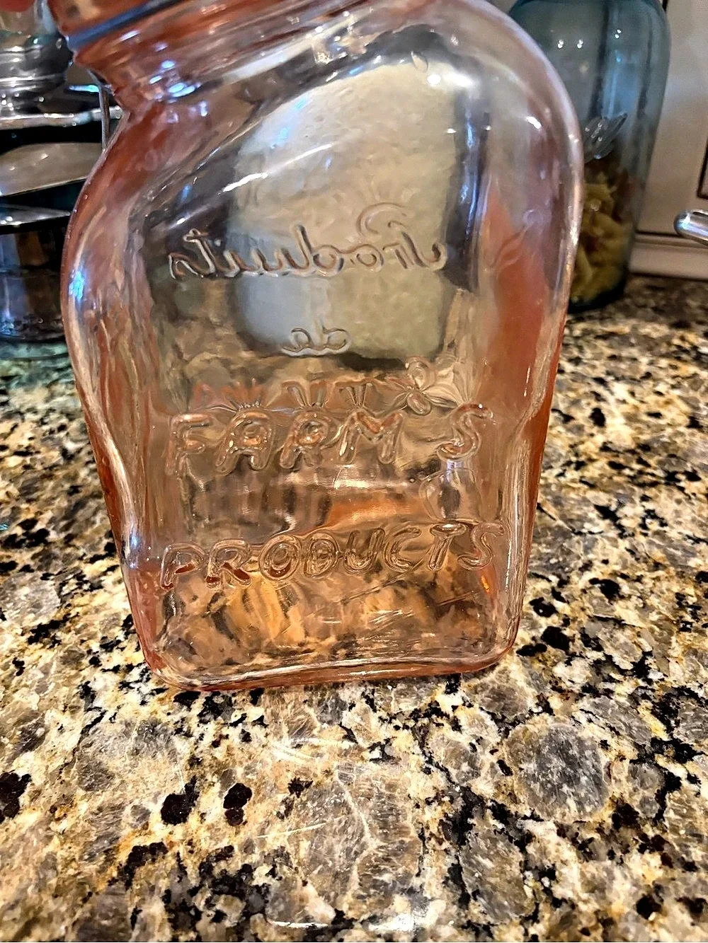 Vintage Pink Color Embossed Glass Storage Jar in Pink